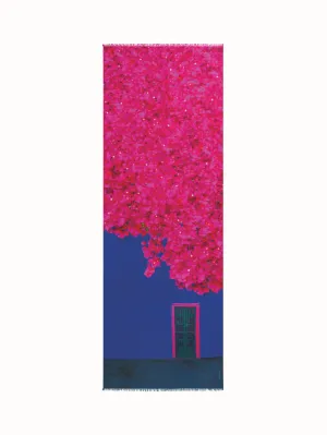 Scarf in Cashmere and Silk with Bougainvillea Porta Print