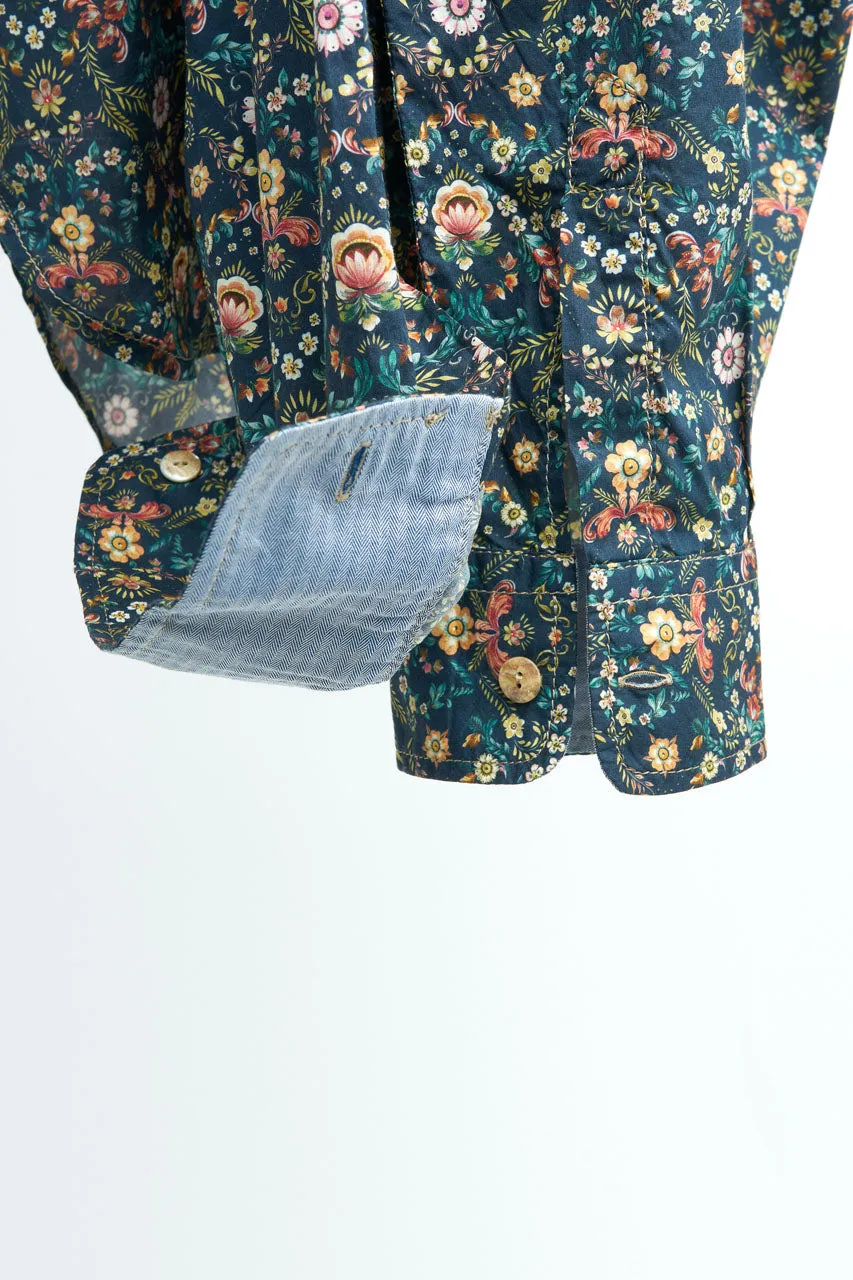 Scarti Lab Band Collar Shirt 304-SL504 Floral Black