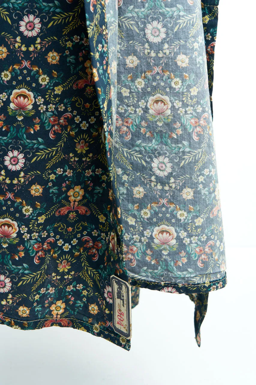 Scarti Lab Band Collar Shirt 304-SL504 Floral Black