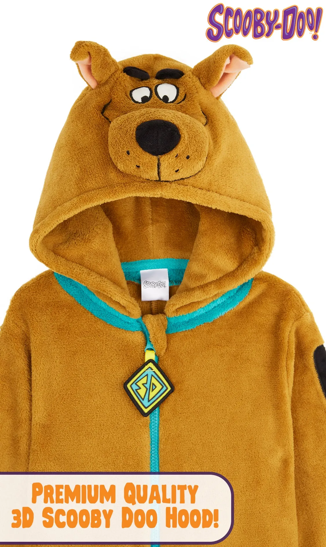 Scooby Doo Boys Pyjamas, 3D Hooded Onesie Boys Teens, Fleece Pyjamas for Kids