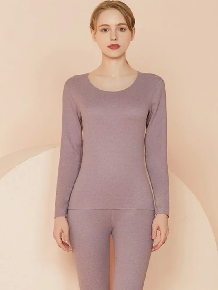 Seamless Warm Thermal Couple Silk Pajamas Set