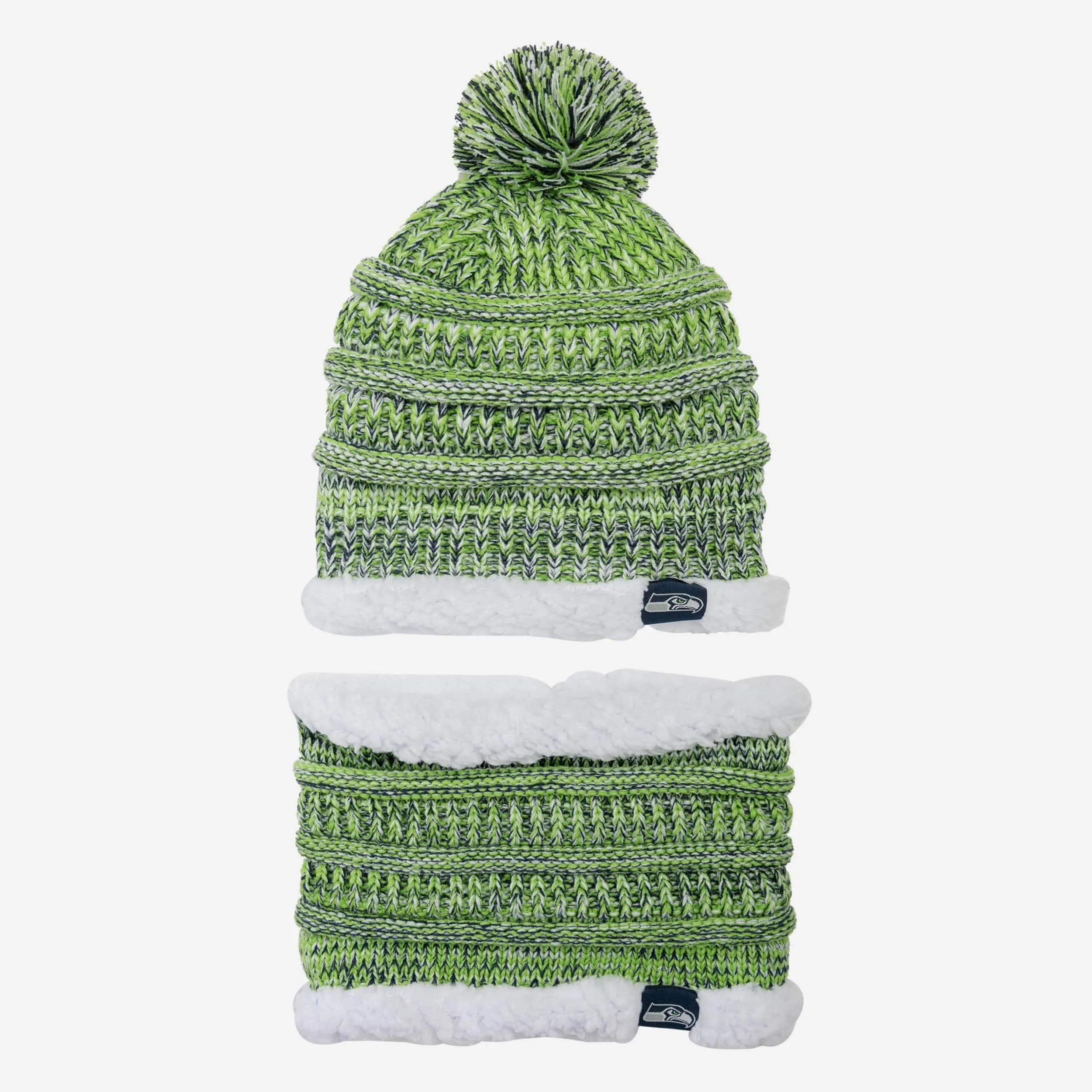 Seattle Seahawks Womens Color Wave Chunky Beanie & Gaiter Scarf Set