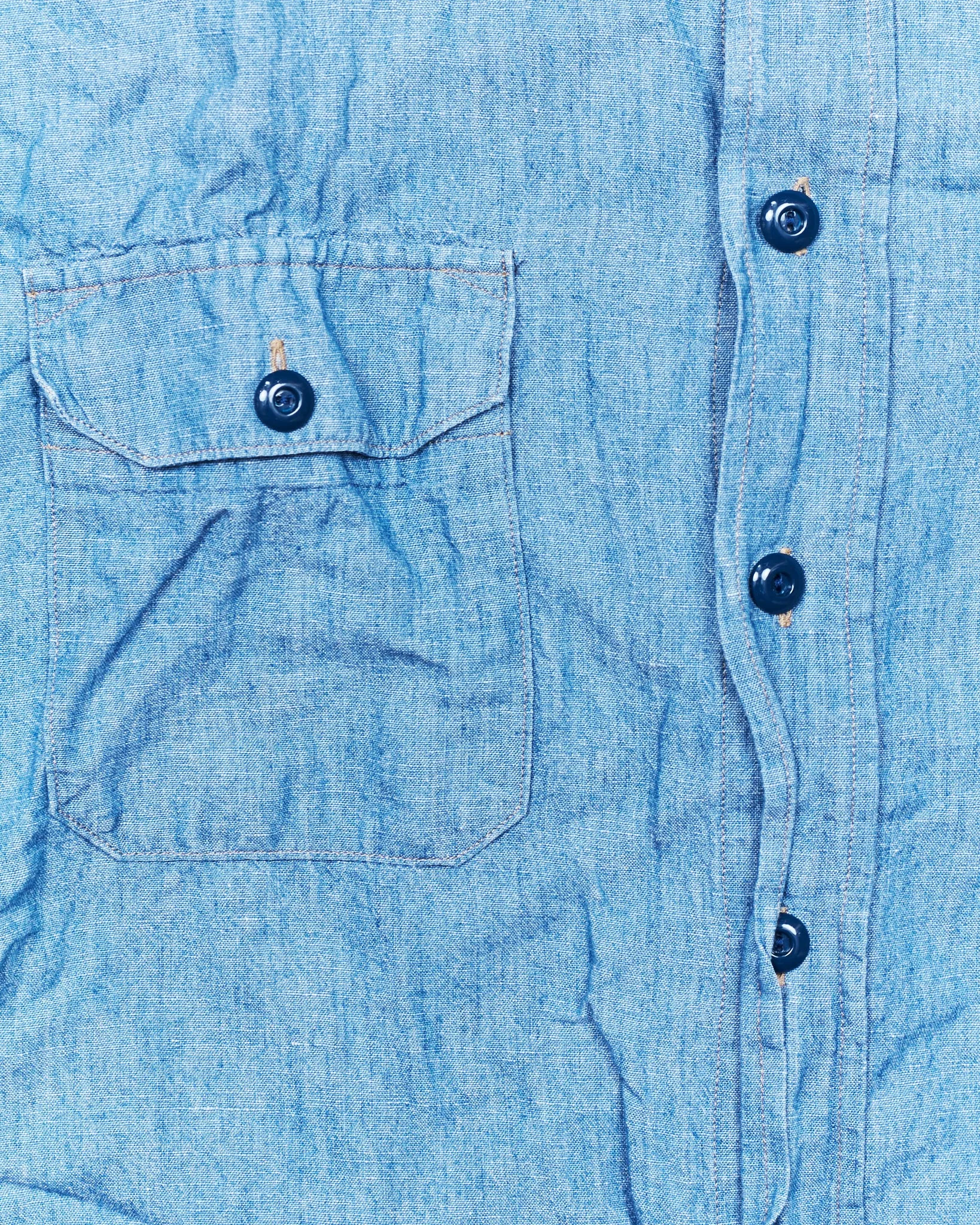 Second Hand Indigofera Delray Cotton / Linen Indigo Chambray Shirt Size  M