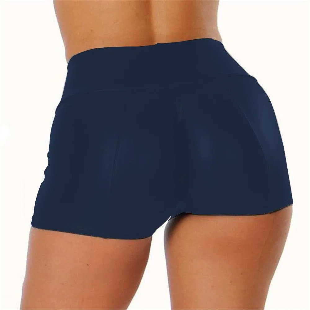 Shiny Faux Leather Bodycon Shorts - Elastic Waist Fetish Trunks with Wetlook