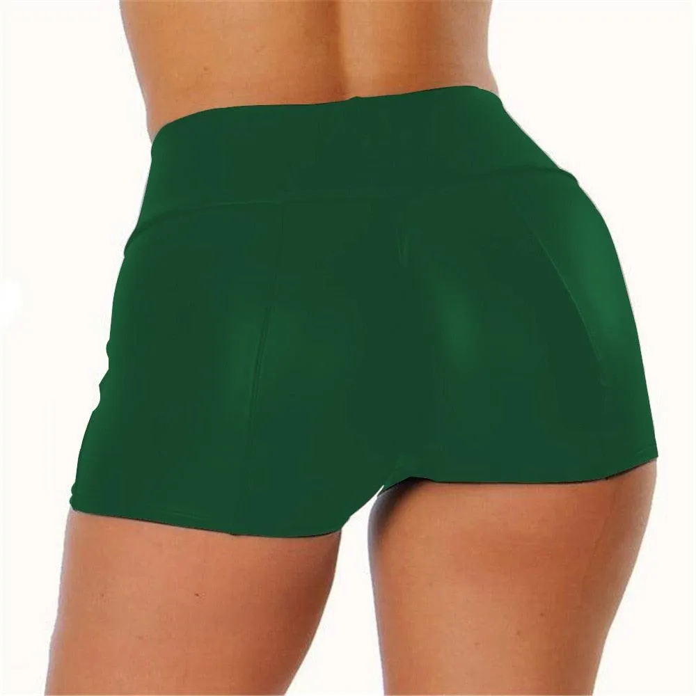 Shiny Faux Leather Bodycon Shorts - Elastic Waist Fetish Trunks with Wetlook
