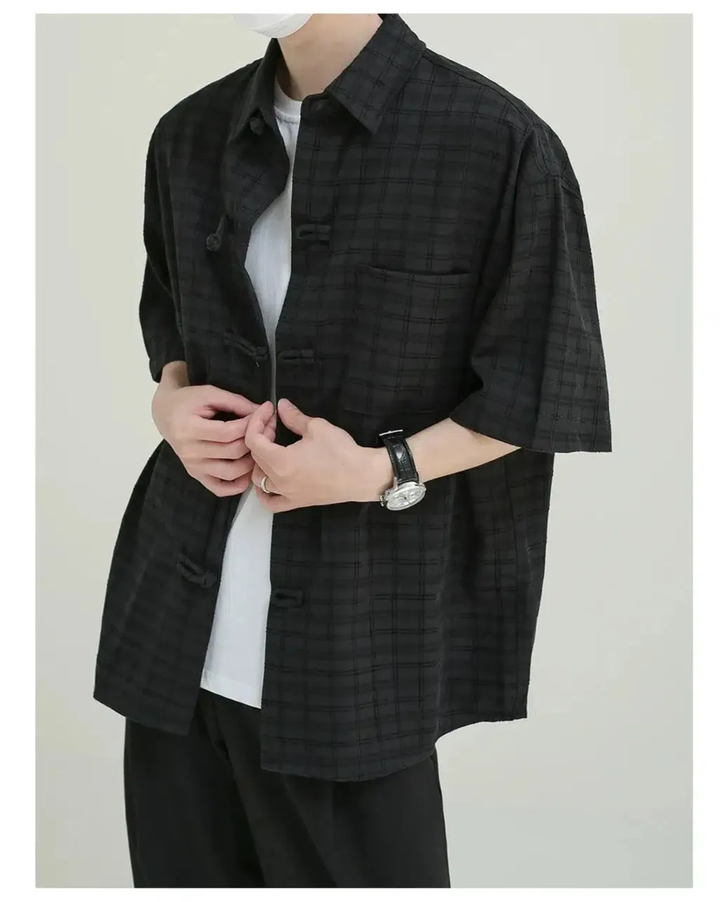 Short-Sleeve Checkered Button-Up Shirt