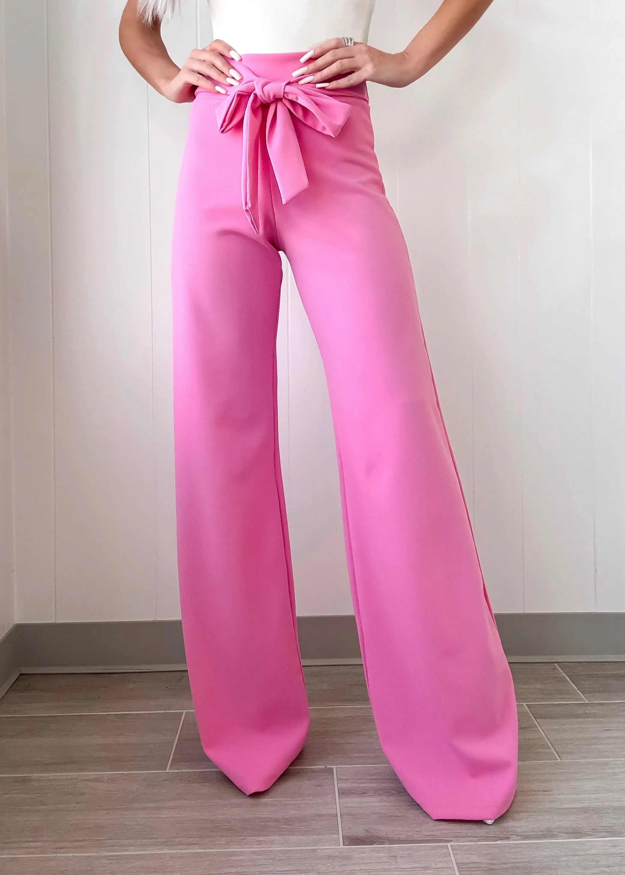 Signature Tie Flare Pants - Rose
