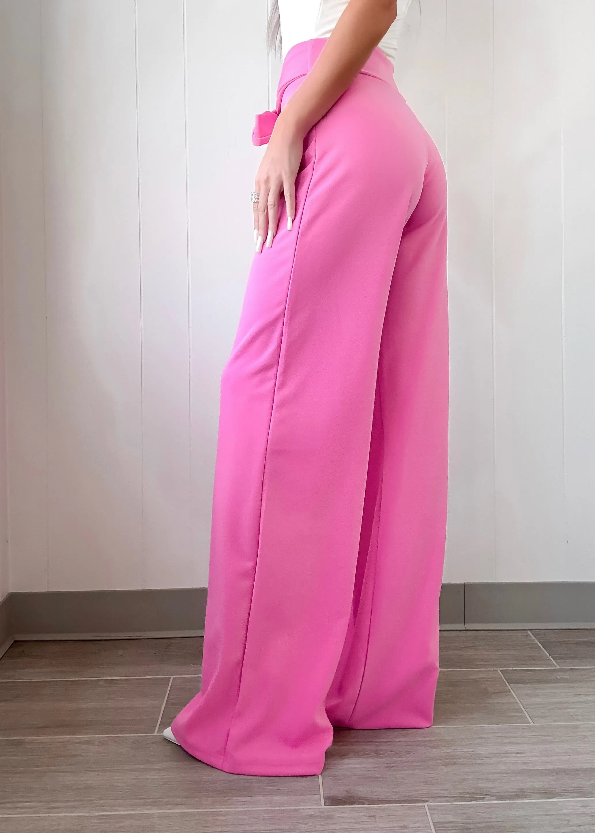 Signature Tie Flare Pants - Rose