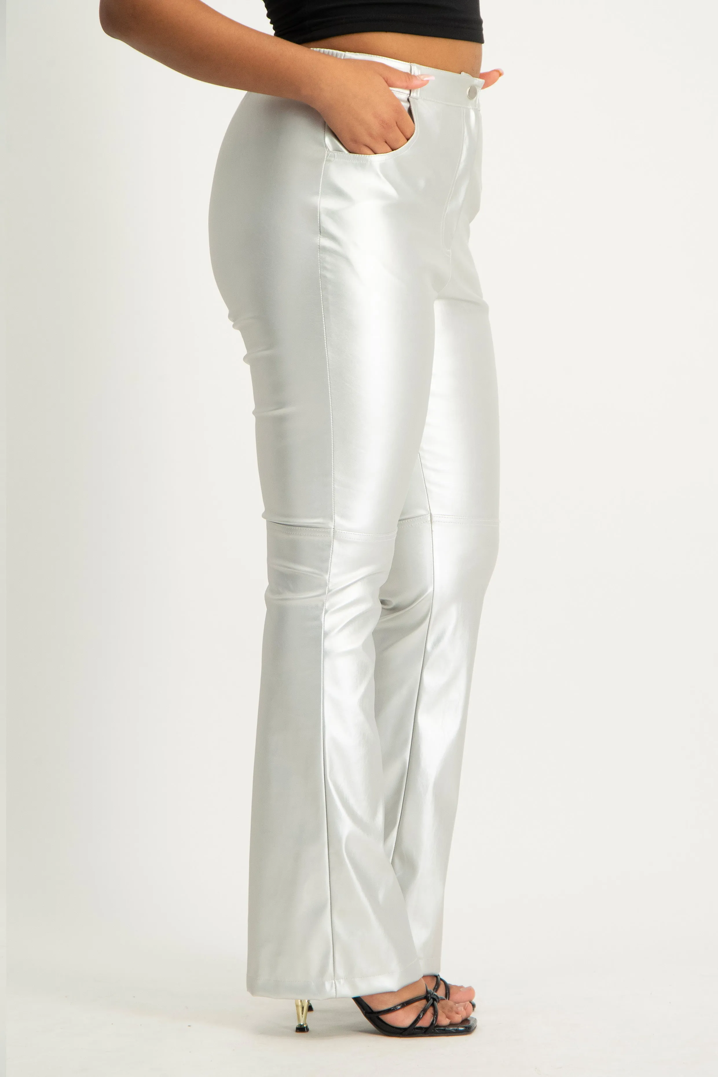Silver Faux Leather Pant