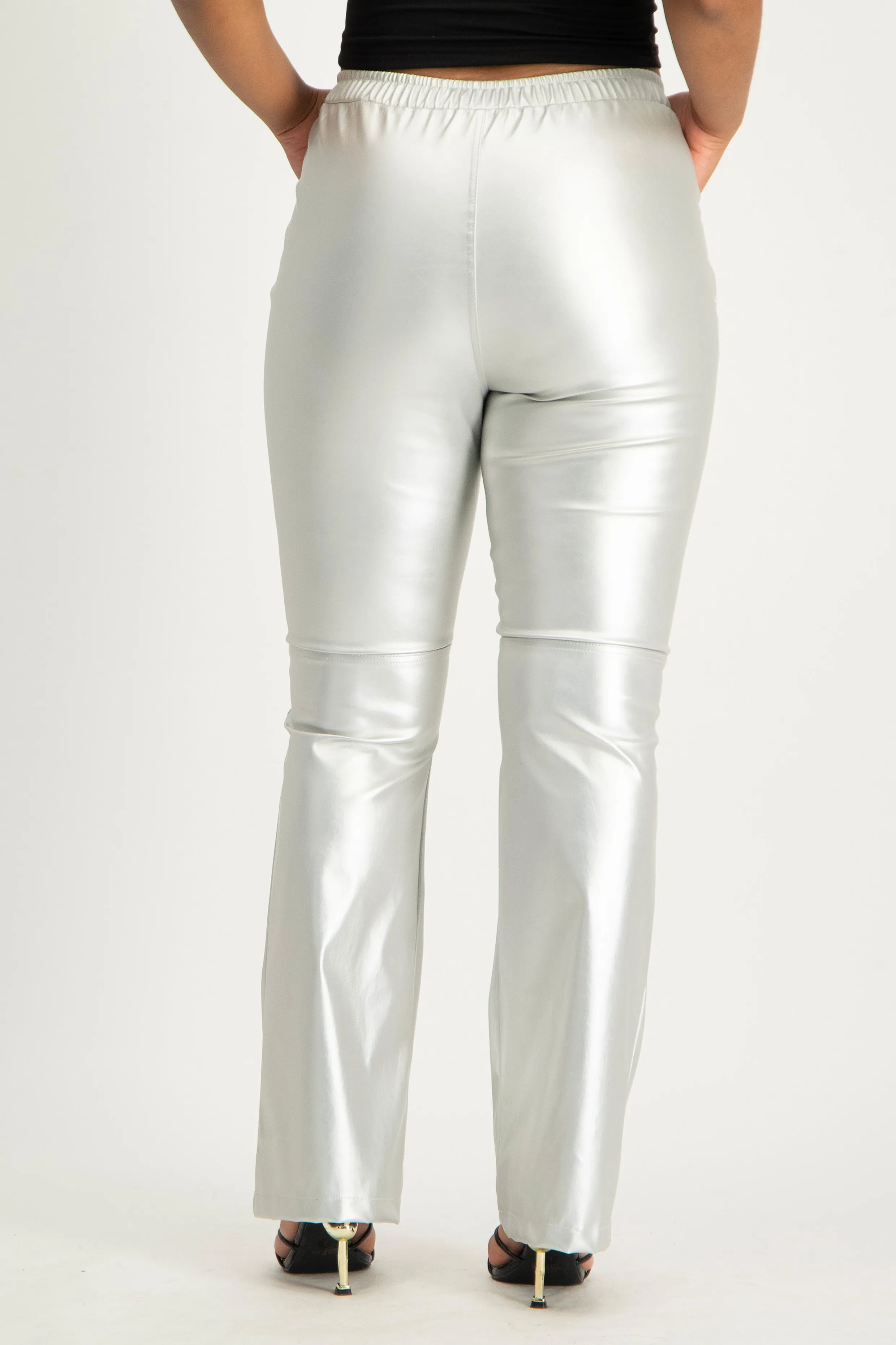 Silver Faux Leather Pant