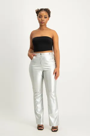 Silver Faux Leather Pant