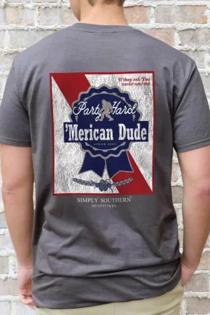 Simply Southern 'Merican Ribbon T-Shirt for Men in Dark Heather Grey | MN-SS-RIBBON-IRONHTHER