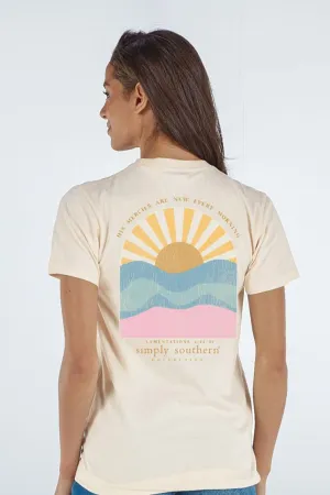 Simply Southern New Patch Sunrise T-Shirt for Women in Wisp | SS-NEW-WISP