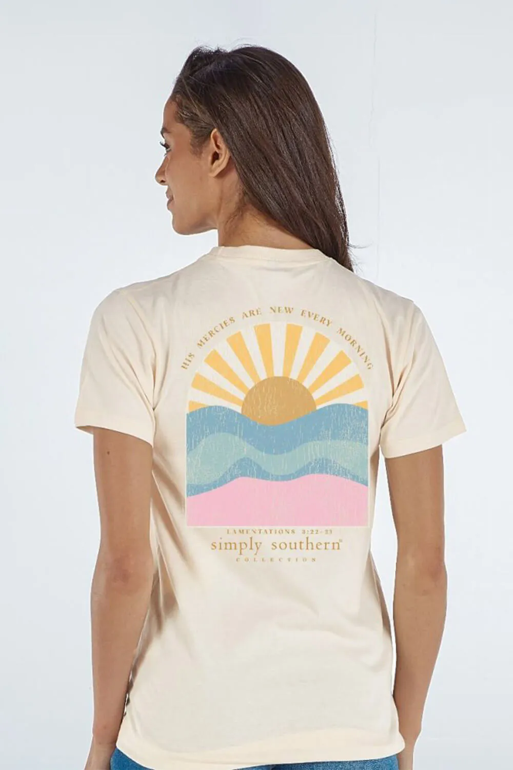 Simply Southern New Patch Sunrise T-Shirt for Women in Wisp | SS-NEW-WISP