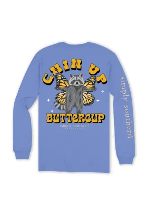 Simply Southern Plus Size Chin Up Butter Cup T-Shirt for Women in Vista Blue | EXT-LS-BUTTERCUP-VISTA