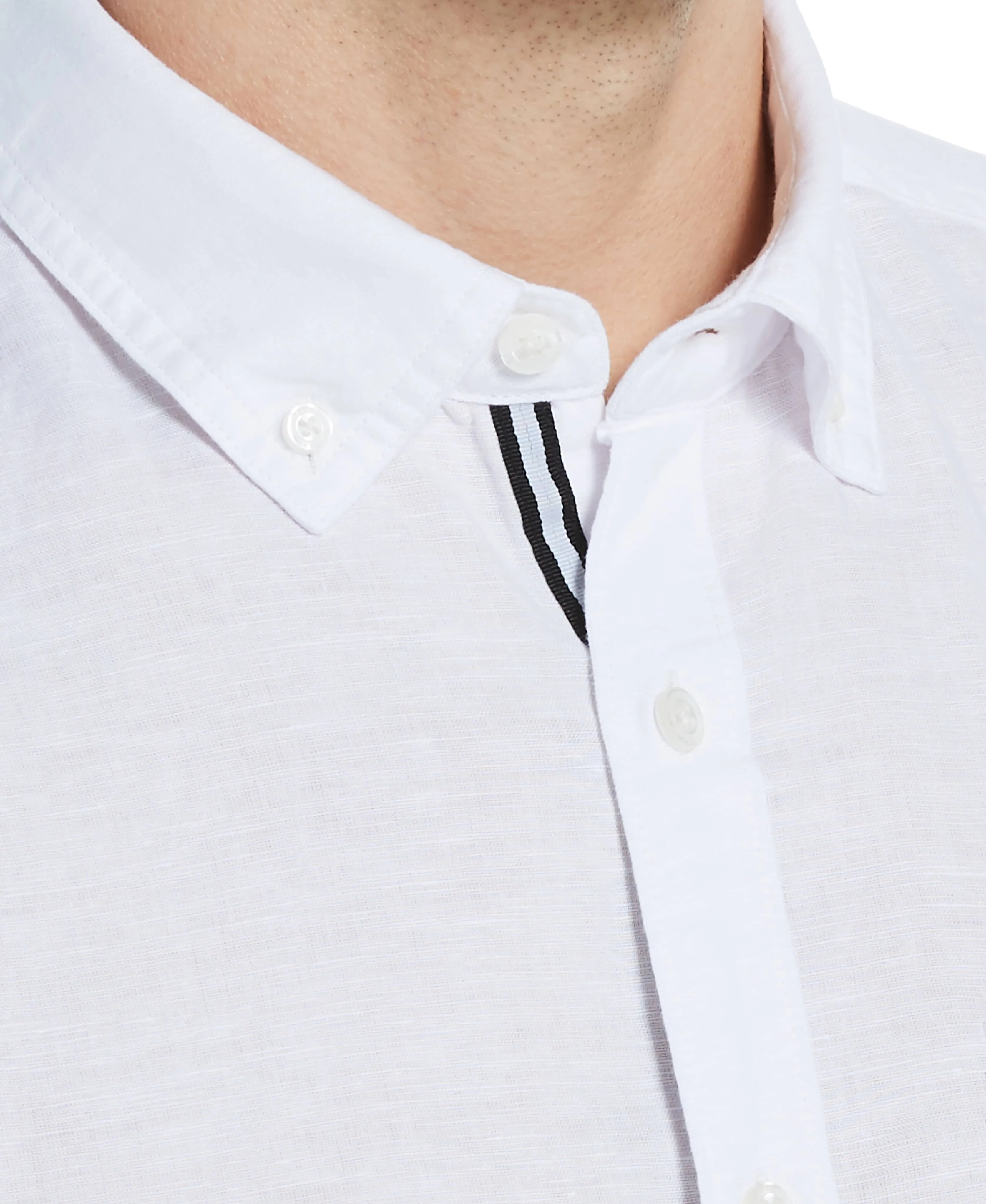 Slim Fit Linen Blend Solid Shirt
