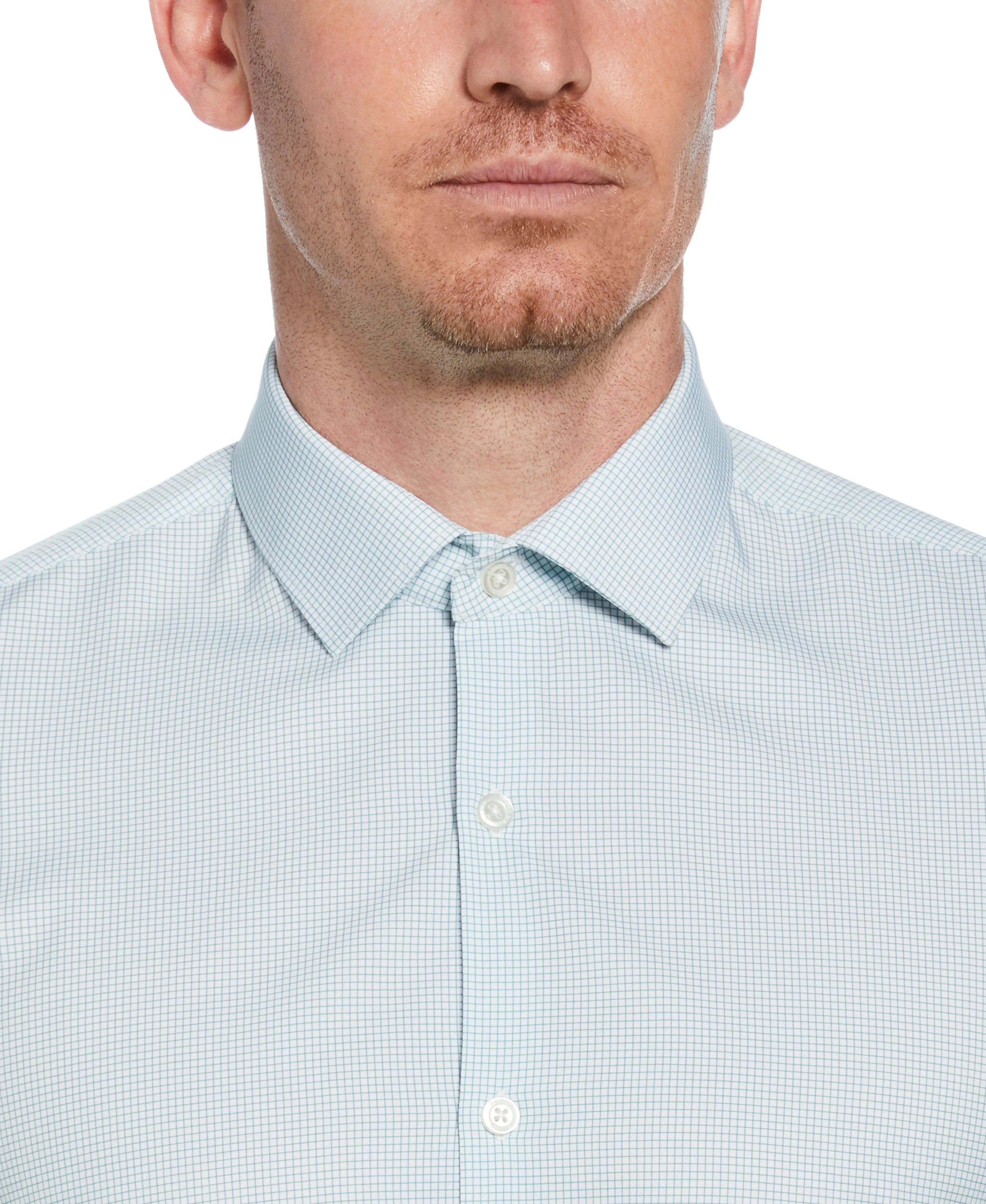 Slim Fit Stretch Small Check Dress Shirt