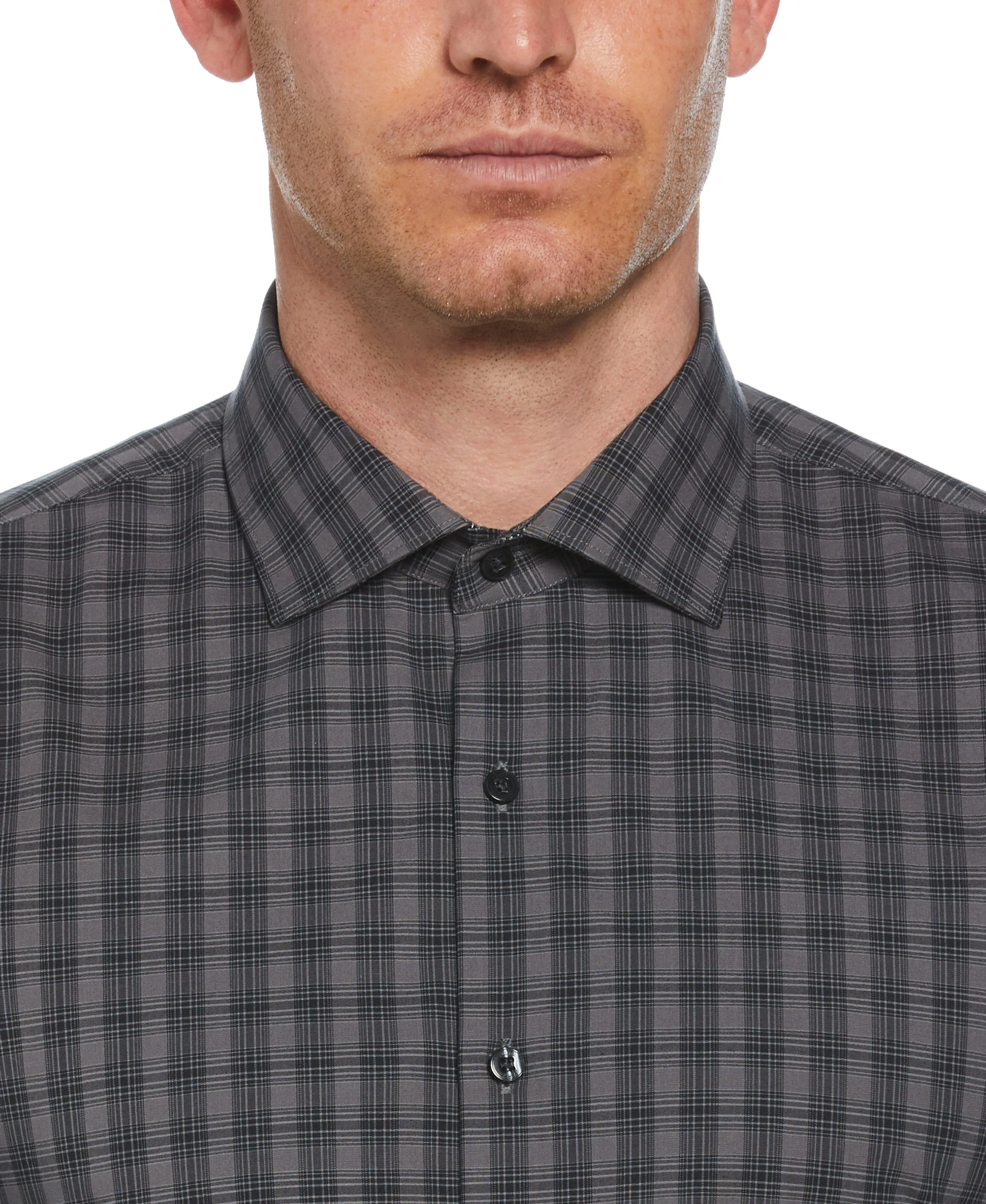 Slim Fit Tonal Checkered Button-Down Plaid Dress Shirt