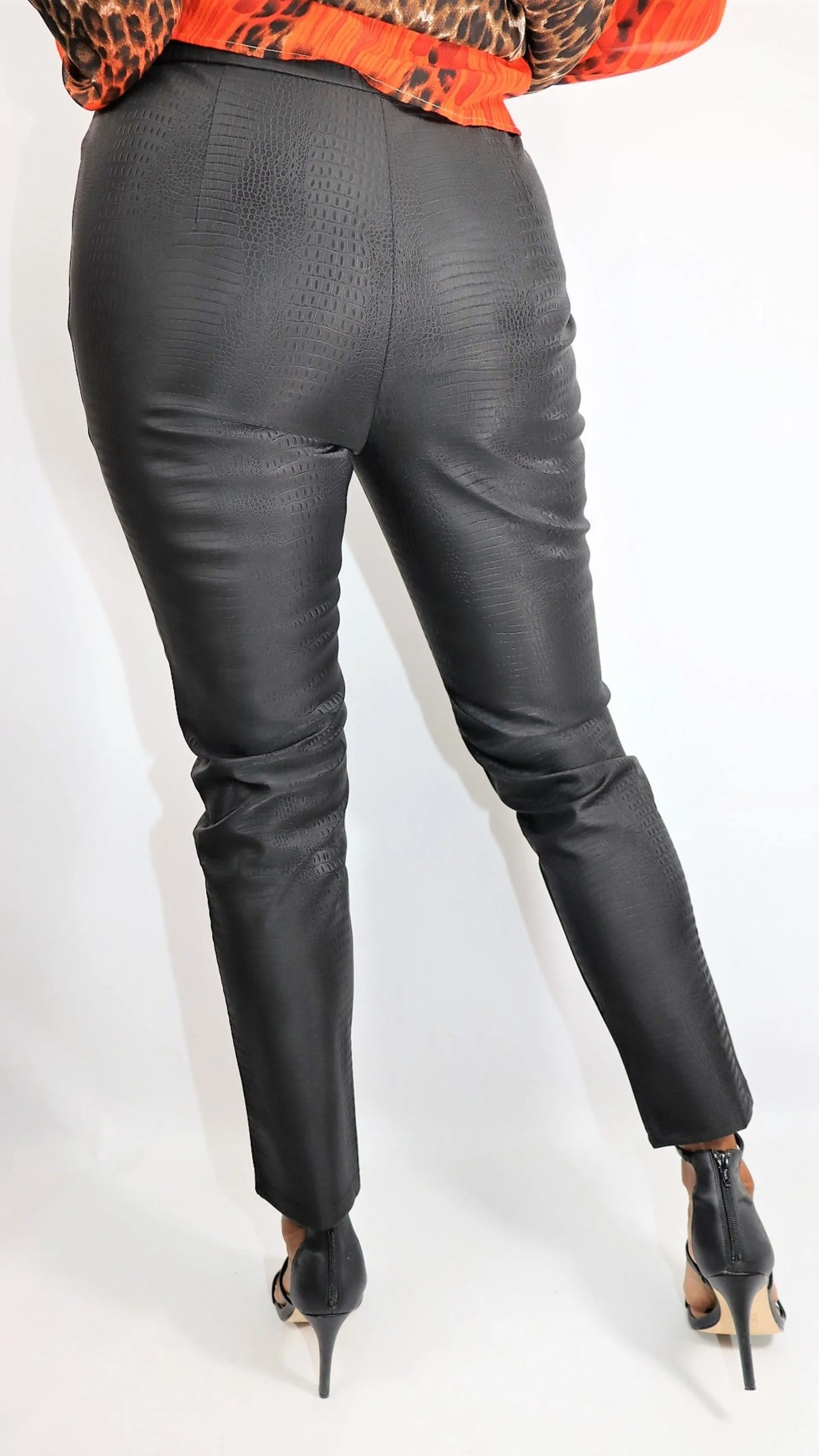 Snake Bite Black Faux Leather Pants