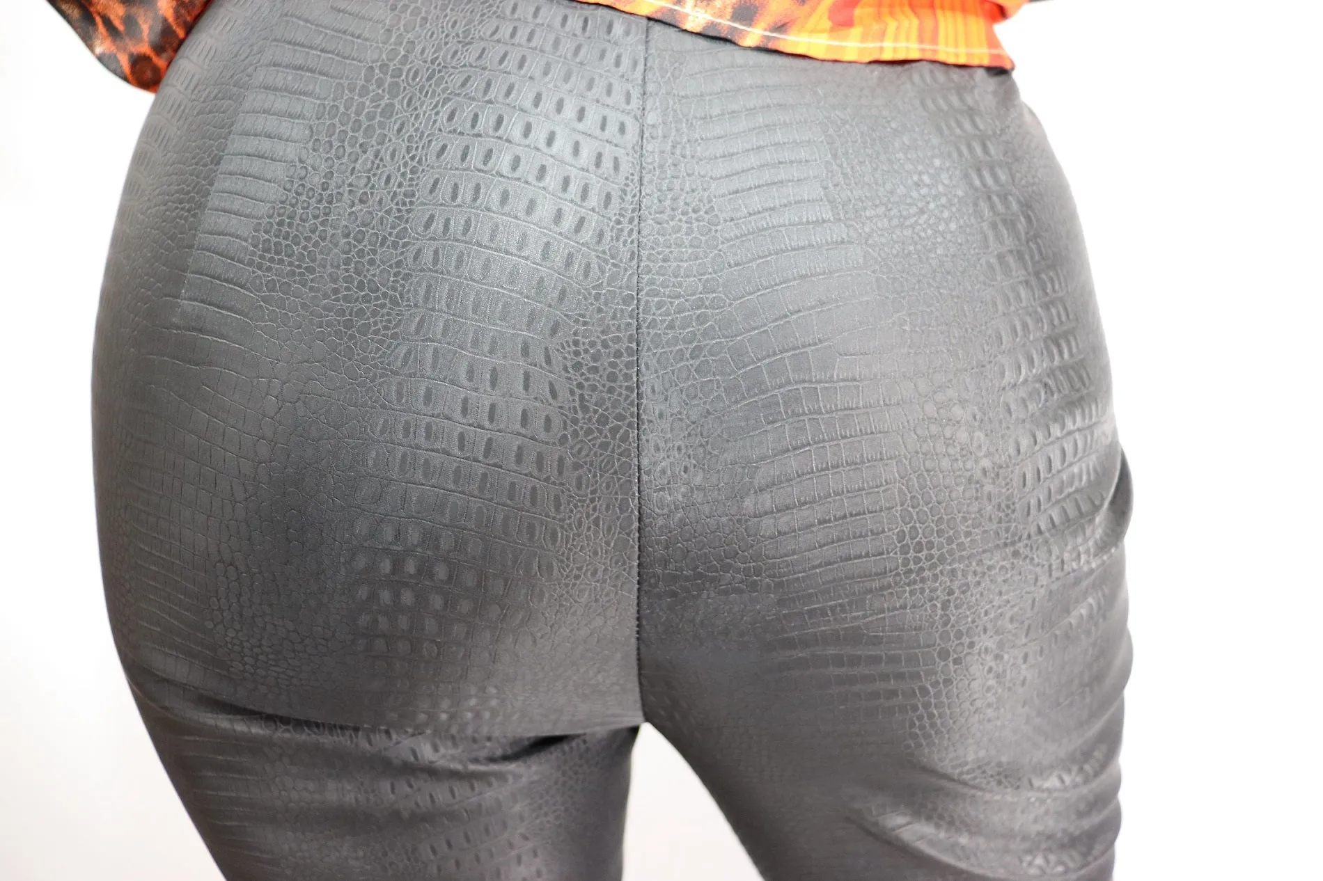 Snake Bite Black Faux Leather Pants