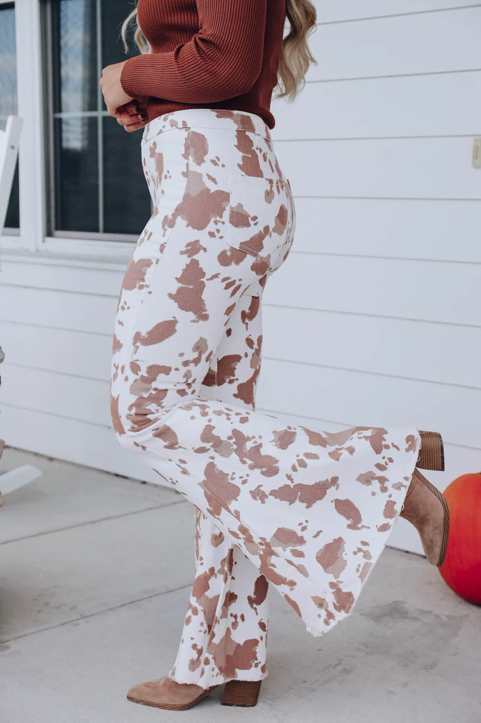 So Cool Animal Print Flare Pants -Brown