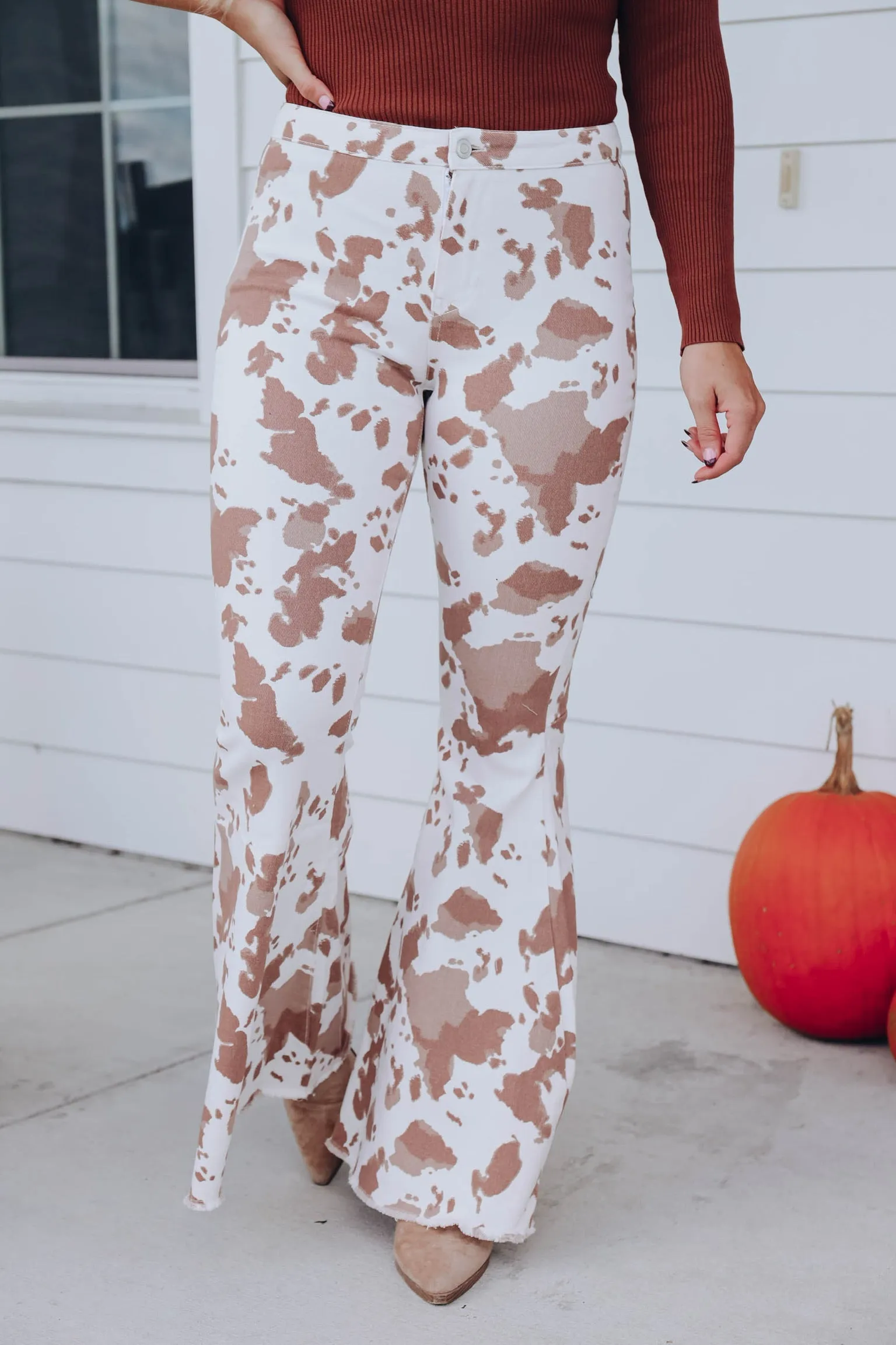 So Cool Animal Print Flare Pants -Brown