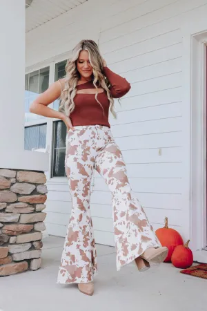 So Cool Animal Print Flare Pants -Brown