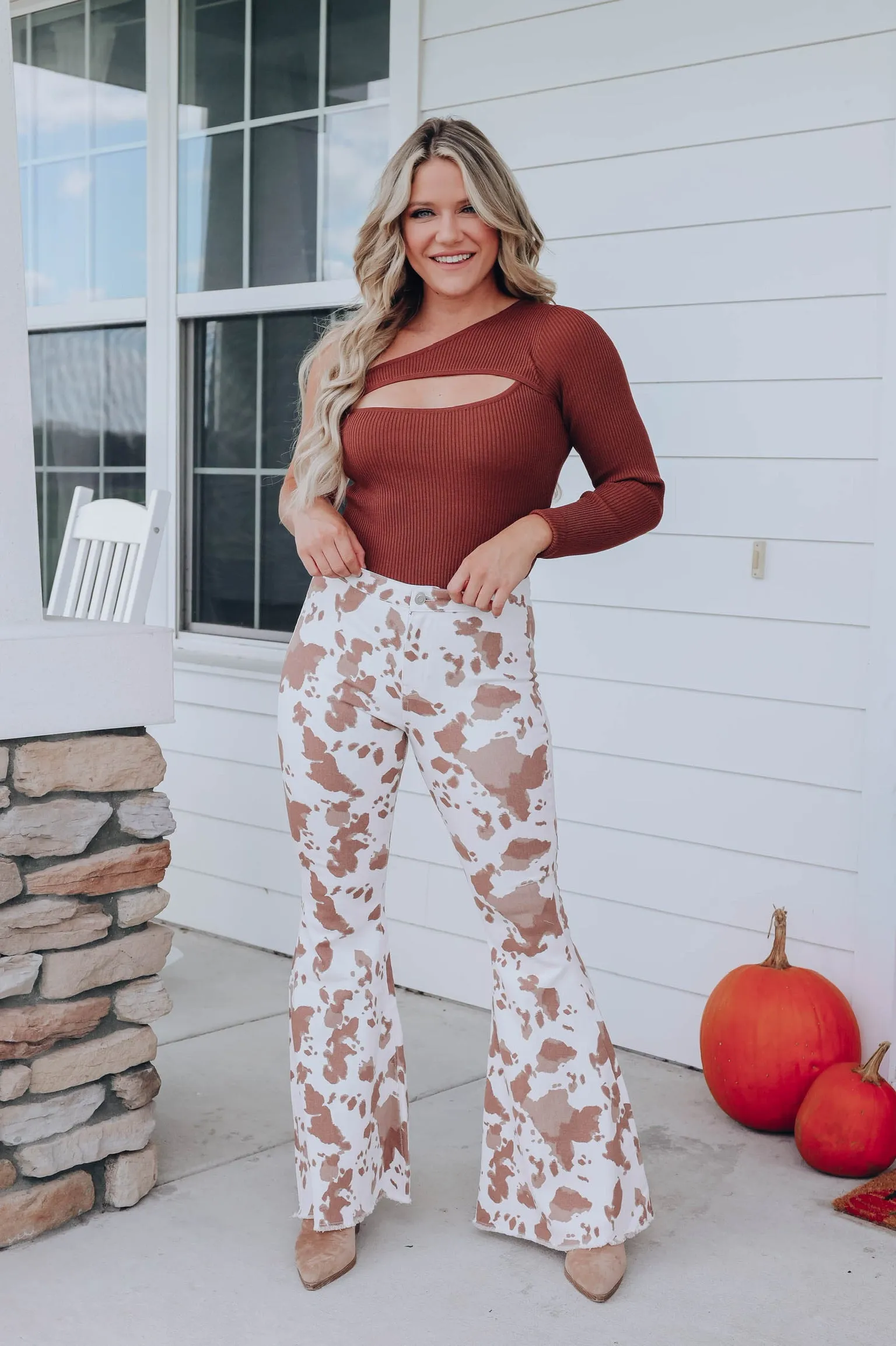 So Cool Animal Print Flare Pants -Brown