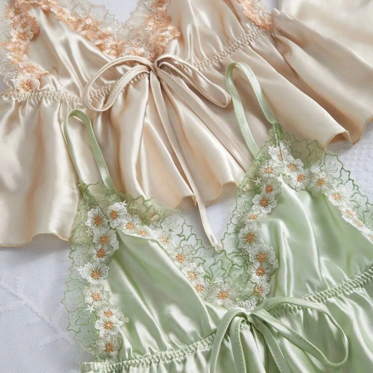 Sofia Silk Pajamas 2 Packs - Mint & Champagne