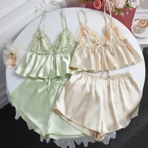 Sofia Silk Pajamas 2 Packs - Mint & Champagne