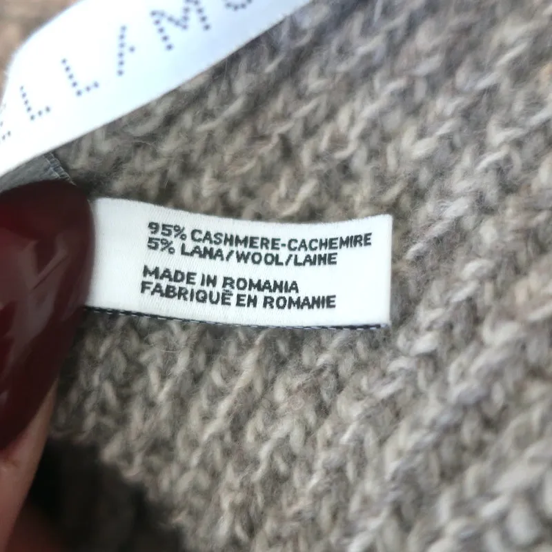 Stella McCartney Fringed Cashmere-Wool Scarf Taupe Melange