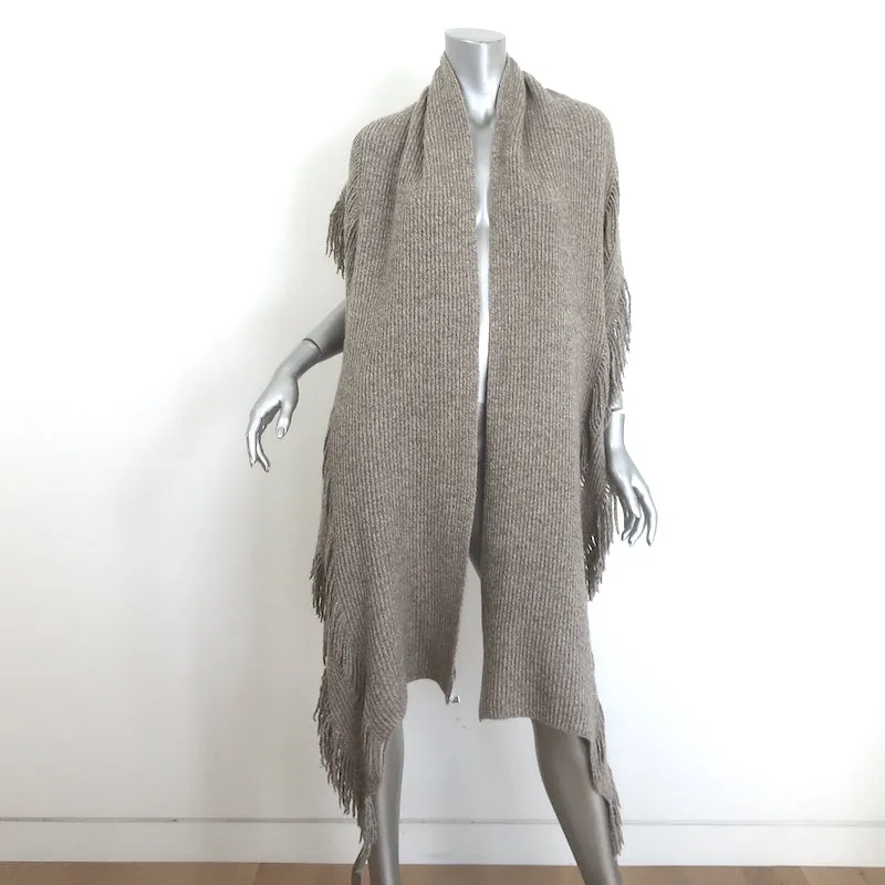 Stella McCartney Fringed Cashmere-Wool Scarf Taupe Melange