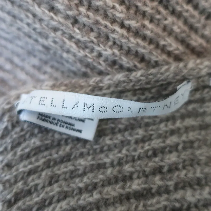 Stella McCartney Fringed Cashmere-Wool Scarf Taupe Melange