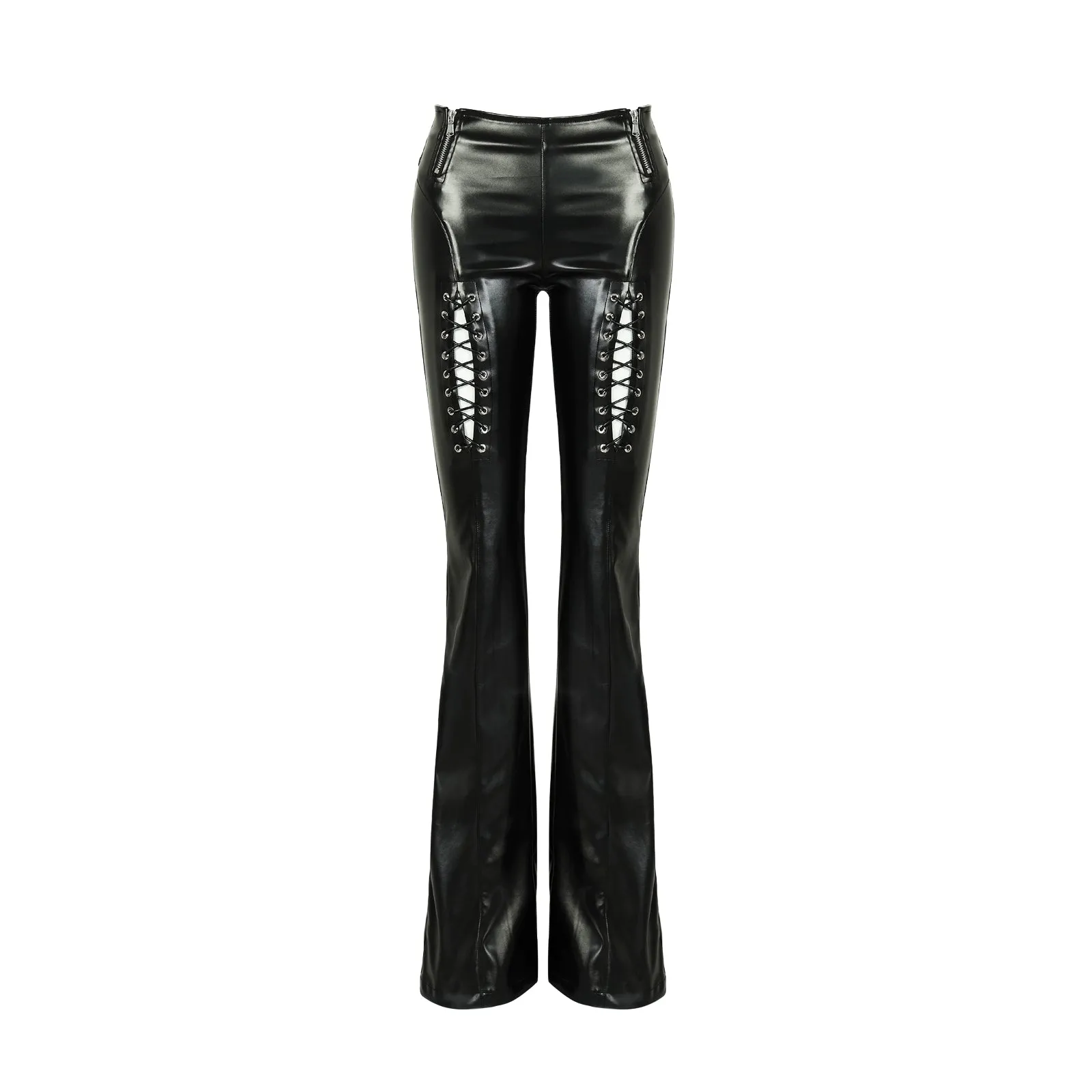 Strapped Faux Leather Pants