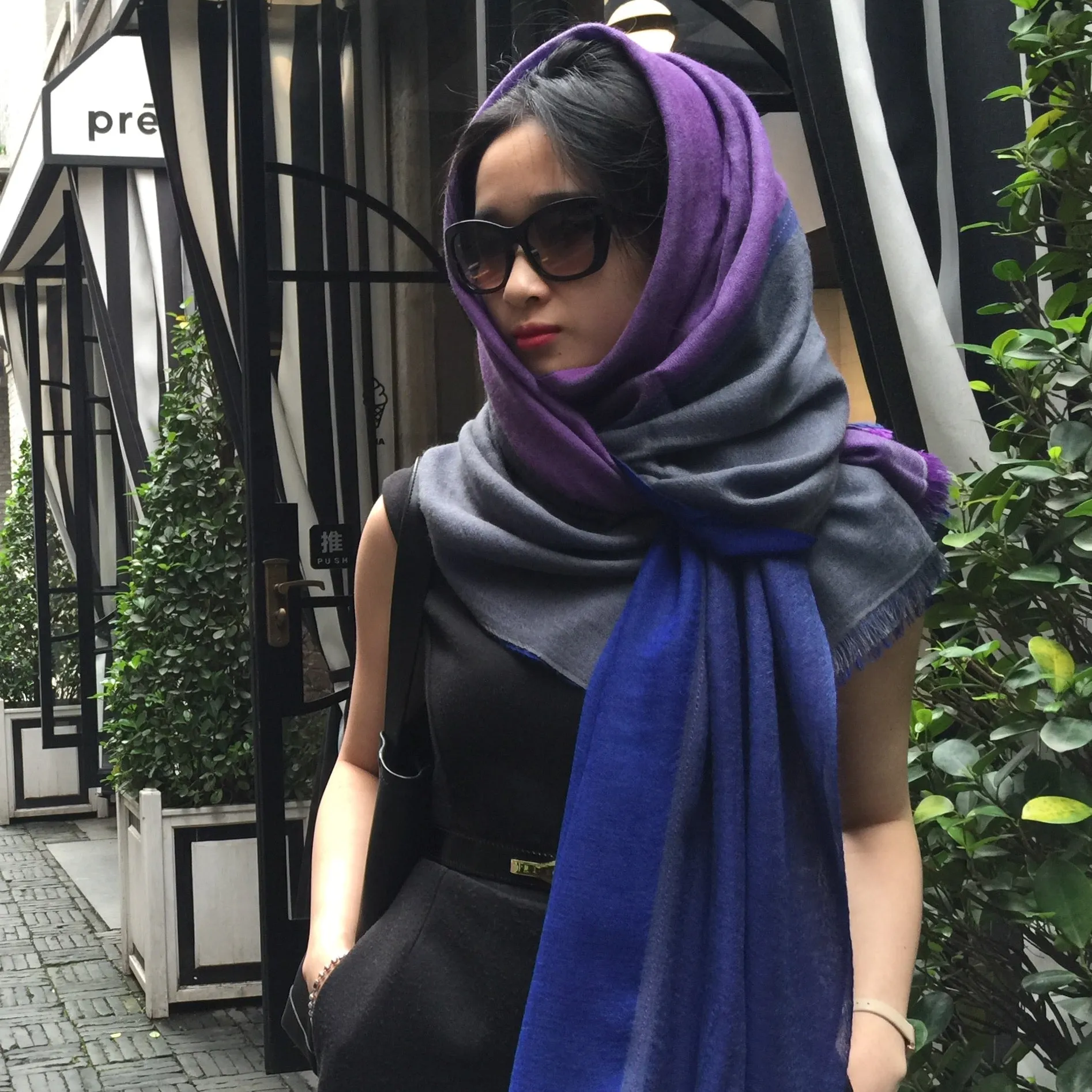 Stunning Quadra Cashmere Scarf - Soft Pink & Purple