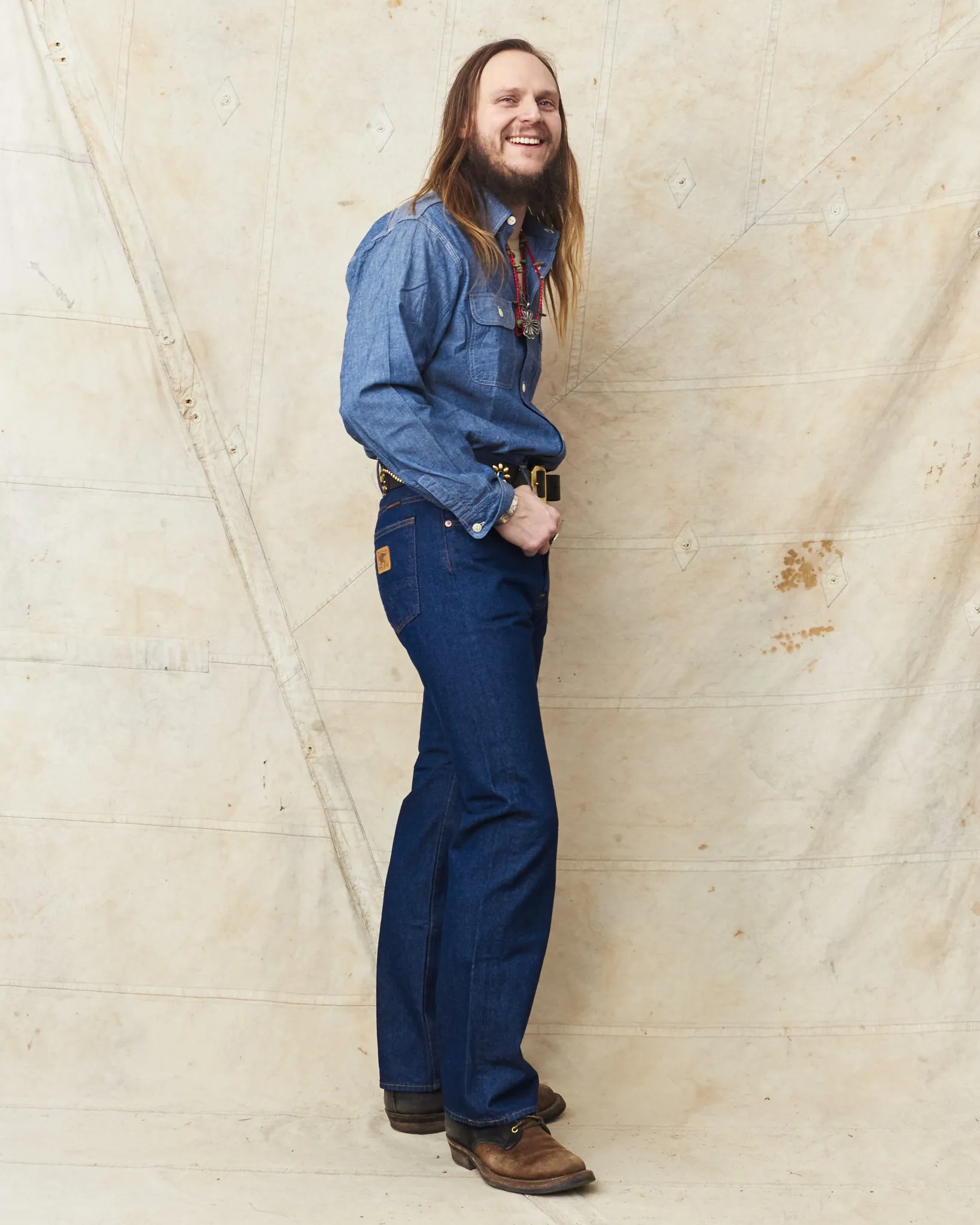 Sugar Cane & Co. Blue Chambray Work Shirt SC27850