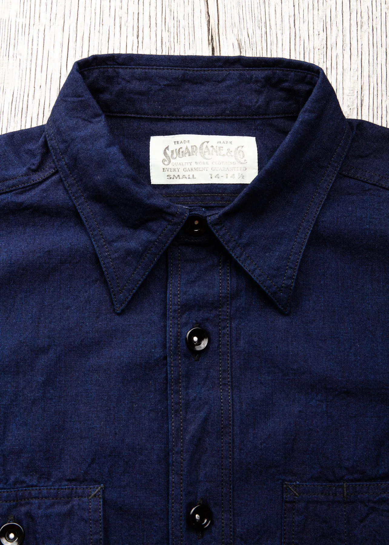 Sugar Cane & Co Fiction Romance 6oz. Indigo Chambray Work Shirt