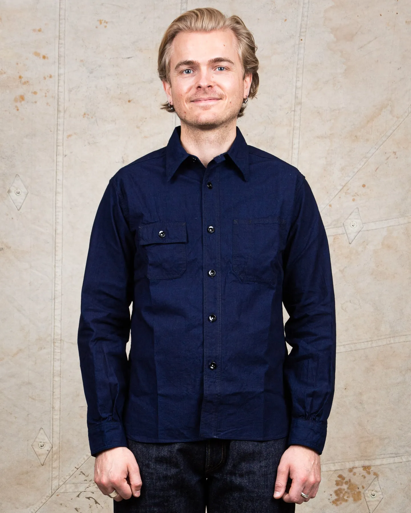 Sugar Cane & Co Fiction Romance 6oz. Indigo Chambray Work Shirt