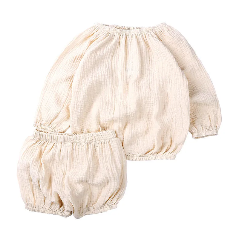 Summer Childrens Clothing Korean Girl Cotton Suit summer Baby Long-Sleeved Home Wear Childrens Casual Pajamas Suit