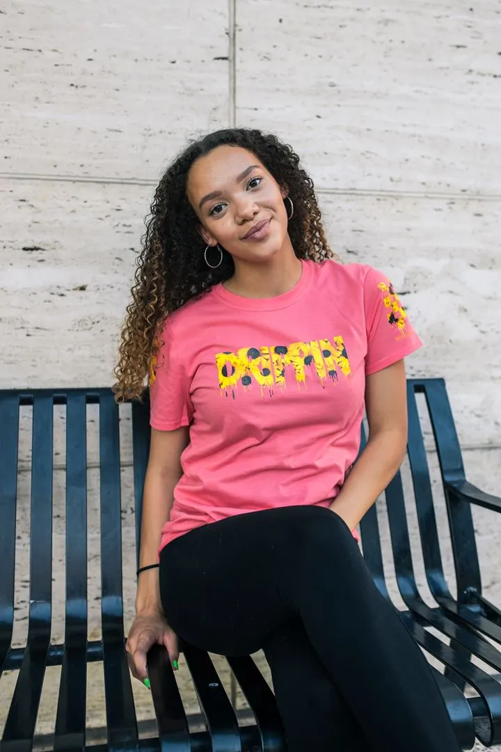 Sunflower Drippin (V3) | Pink Tee (Checkered Drippin Sleeve)