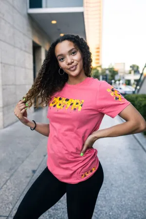 Sunflower Drippin (V3) | Pink Tee (Checkered Drippin Sleeve)
