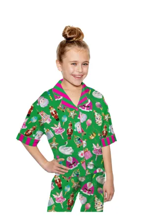 Sunshine Society Kids Holiday Baubles Girl Short Sleeve w/ Pants Set