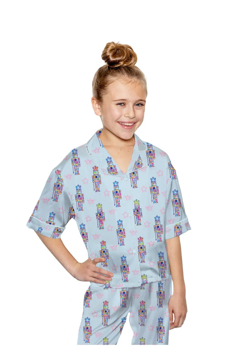 Sunshine Society Kids Nutcracker Girl Short Sleeve w/ Pants Set - Blue