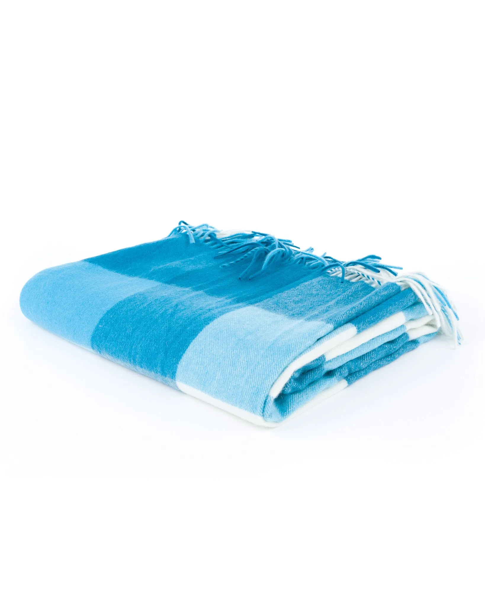 Teal Box Plaid Cashmere Blanket