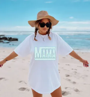 Teal Checkered Mama-Glitter