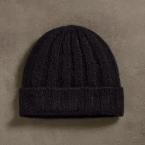 Textured Cashmere Beanie - True Black