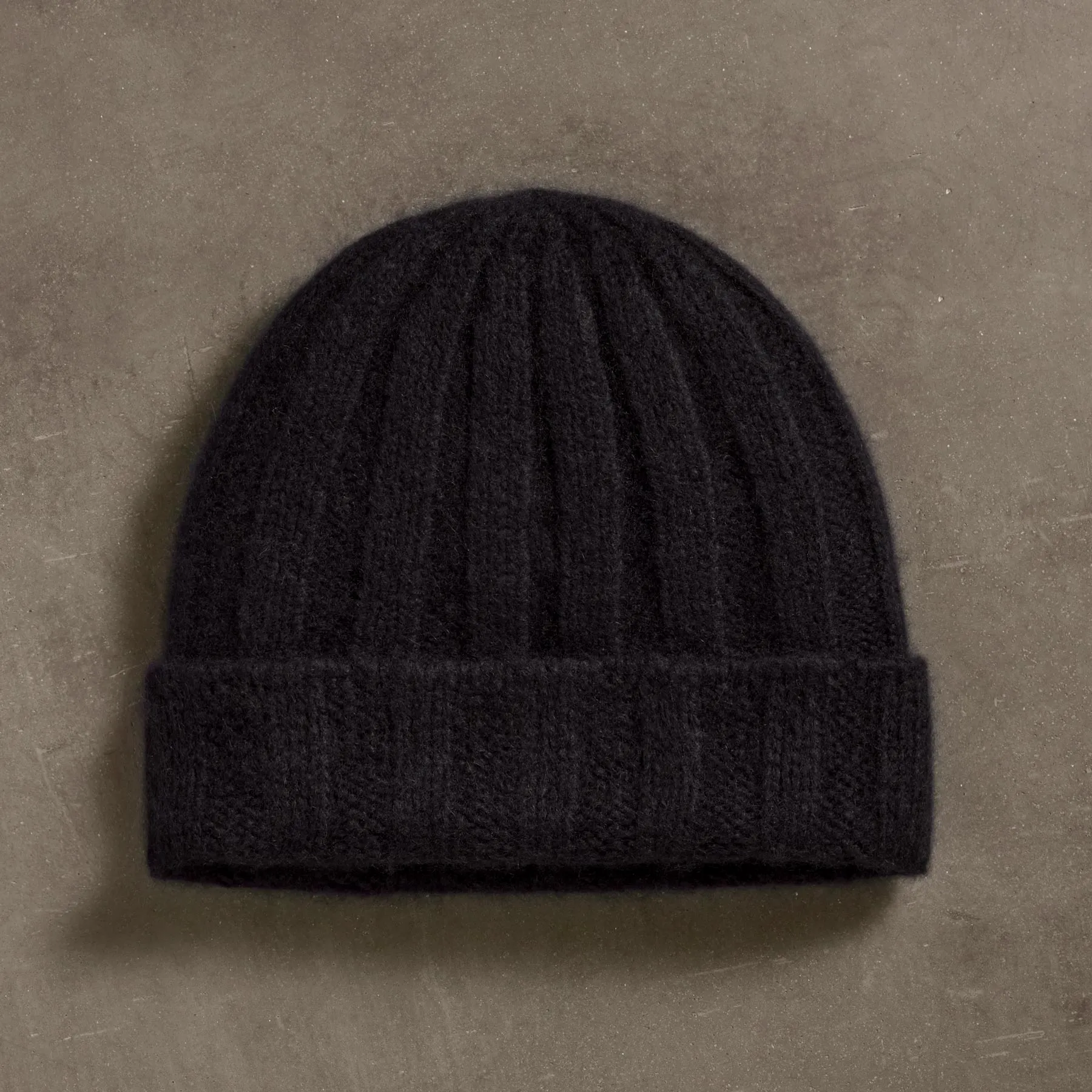 Textured Cashmere Beanie - True Black