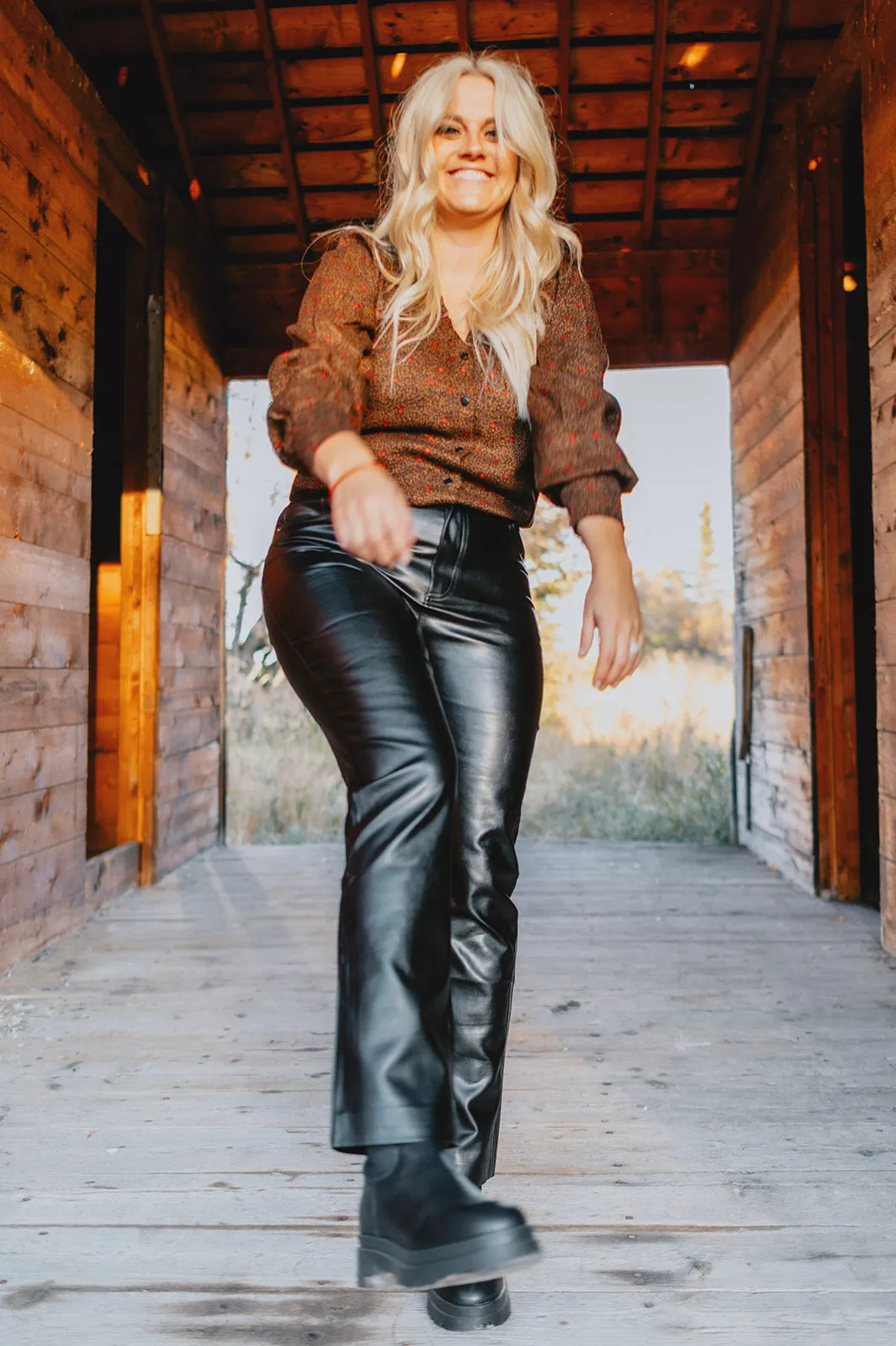 The Josie Vegan Leather Pant - Black