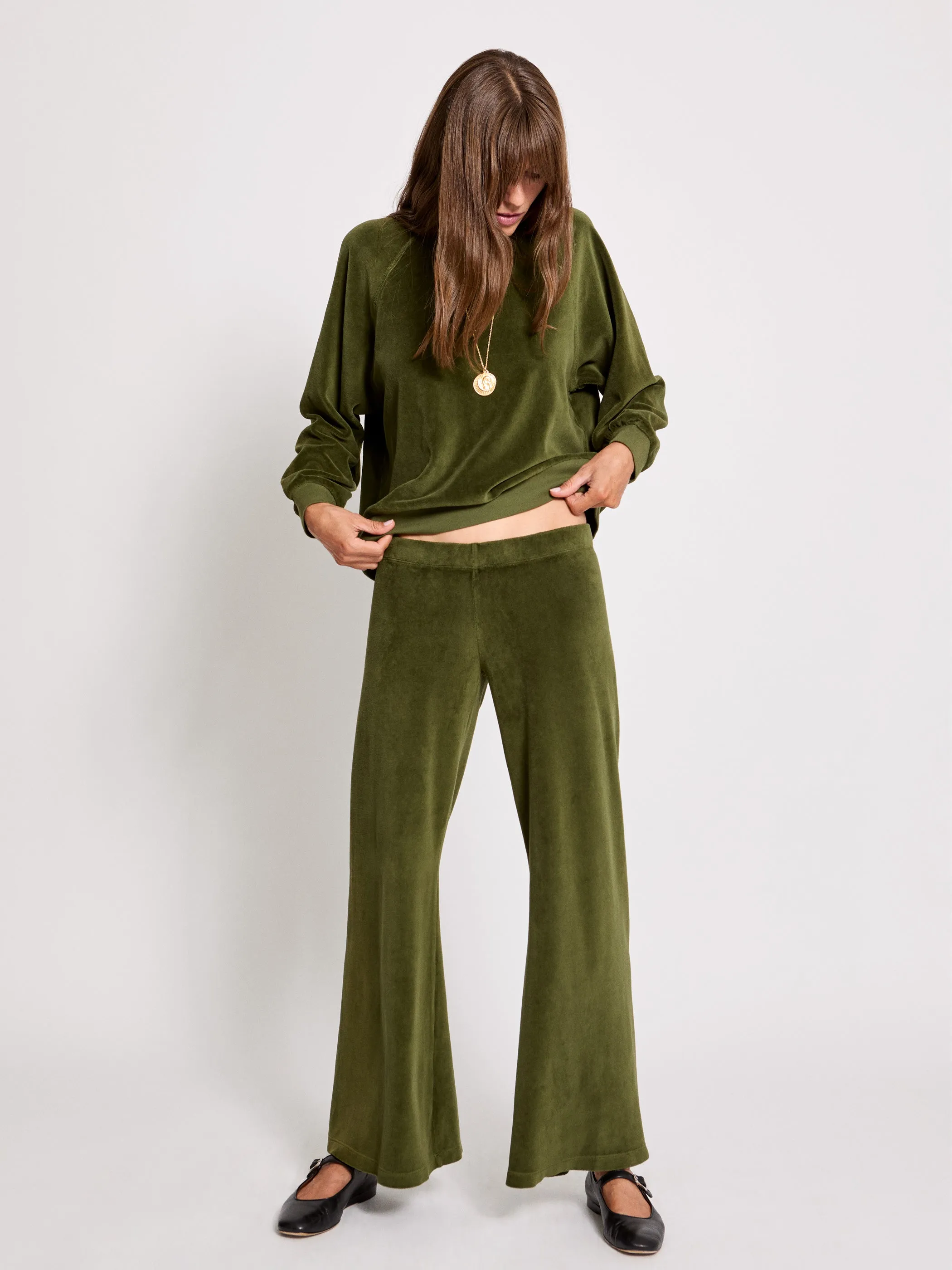 The Lito Low Rise Flare Pants in Velour