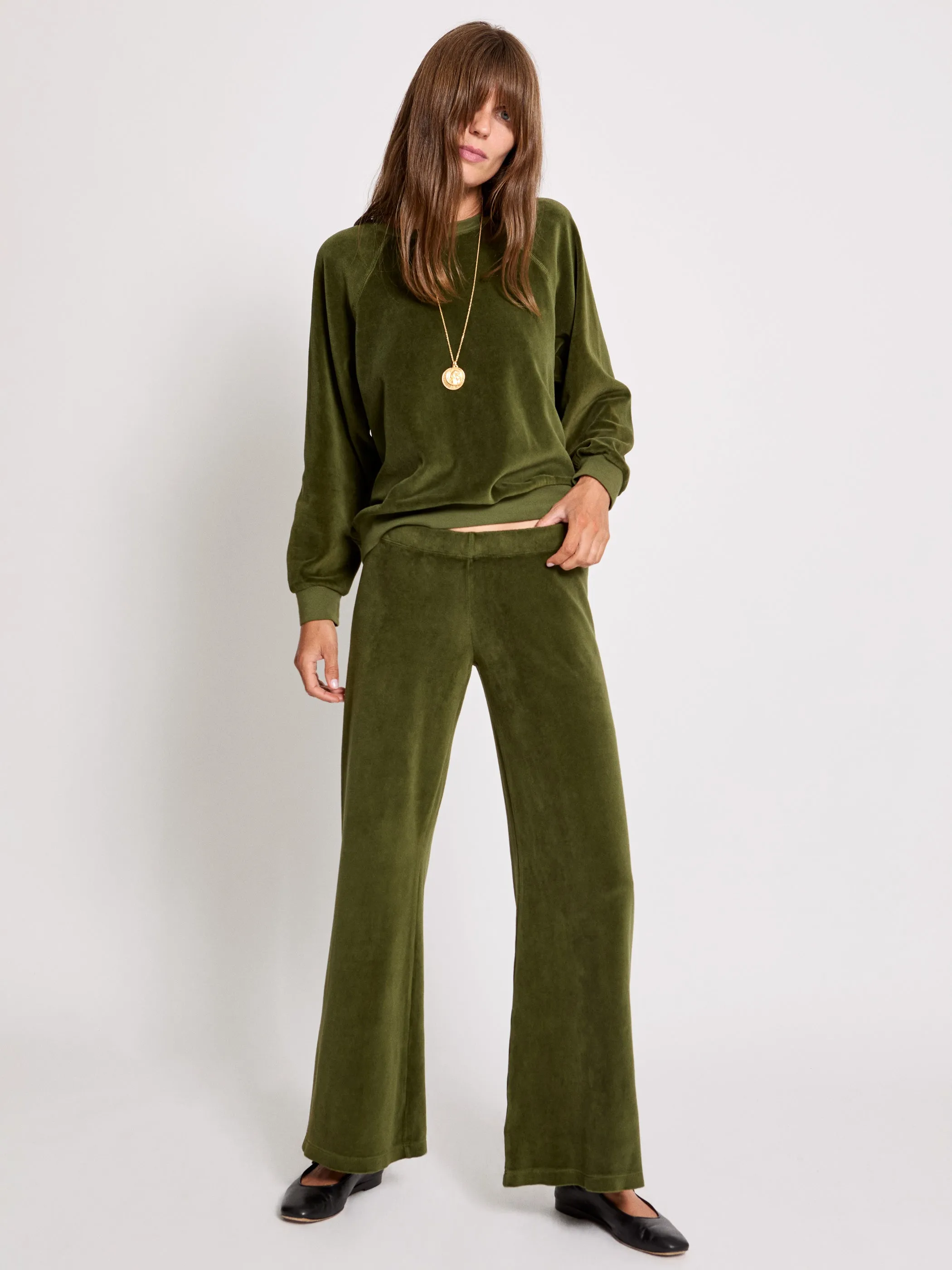 The Lito Low Rise Flare Pants in Velour